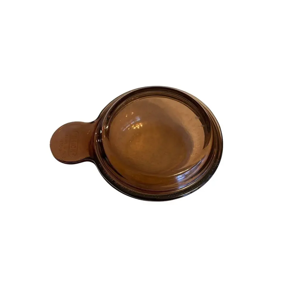 Vtg Corning Vision Ware Grab-It Bowl V-150-B Glass with Pyrex Lid P-150-C Amber